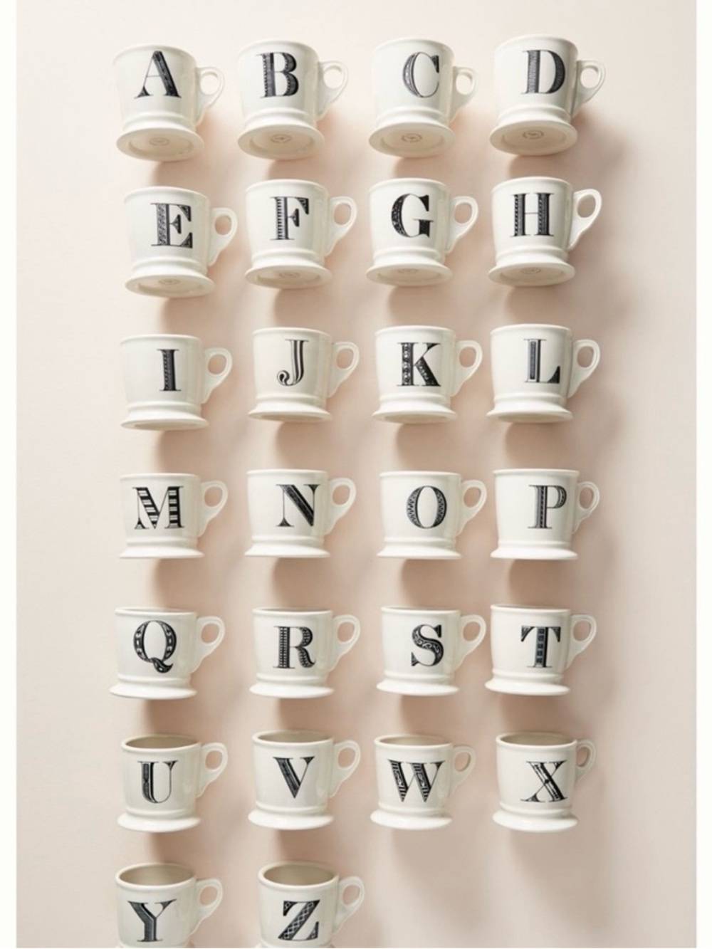 Anthropologie S Letter Monogram Initial Coffee Mug NWT Cream Black - Picture 7 of 9